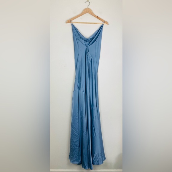Birdy Grey pale slightly dusty blue colored cowl neck slip dress tie back. XXL - Picture 4 of 6